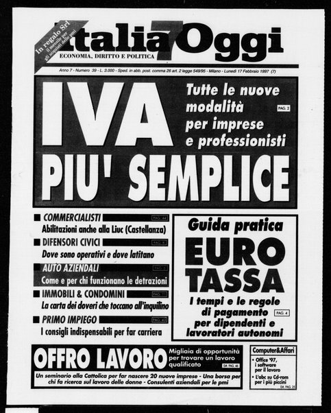 Italia oggi : quotidiano di economia finanza e politica